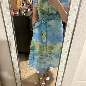 Zara Blue and Green Midi Dress